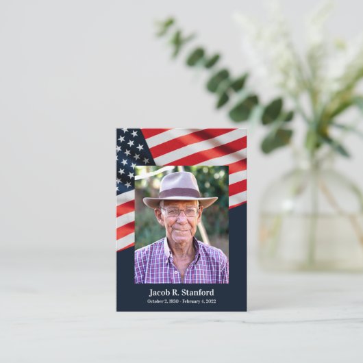 アメリカ国旗と記念撮影祈りの言葉 エンクロージャーカード (スタンド正面)