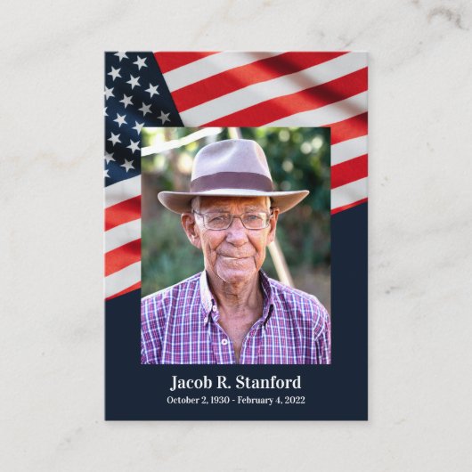 アメリカ国旗と記念撮影祈りの言葉 エンクロージャーカード (正面)