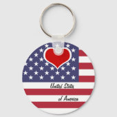 アメリカ国旗と赤いハートラブUSA / America キーホルダー (裏面)