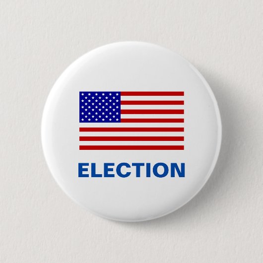 アメリカ国旗と選挙テキスト 缶バッジ (正面)