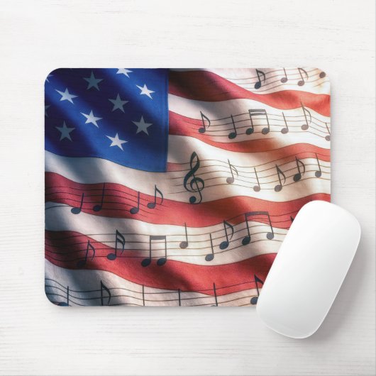 アメリカ国旗と音符 マウスパッド (マウス)