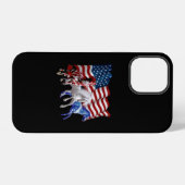 アメリカ国旗と馬 iPhoneケース (裏面横)