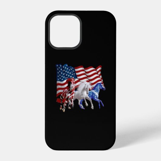 アメリカ国旗と馬 iPhoneケース (裏面)