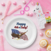 アメリカ国旗と鷲 7月4日 ペーパープレート (パーティー)