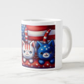 アメリカ国旗と3匹の愛国的な子猫 ジャンボコーヒーマグカップ (正面右)