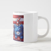 アメリカ国旗と3匹の愛国的な子猫 ジャンボコーヒーマグカップ (右)