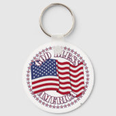 アメリカ国旗と50星でアメリカを祝福 キーホルダー (正面)