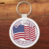 アメリカ国旗と50星でアメリカを祝福 キーホルダー (正面)