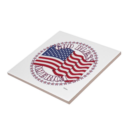 アメリカ国旗と50星でアメリカを祝福 タイル (側面)