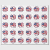 アメリカ国旗と50星でアメリカを祝福 ラッピングペーパー (フラット)