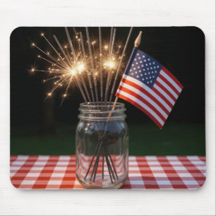 アメリカ国旗と7月4日のスパークラー マウスパッド