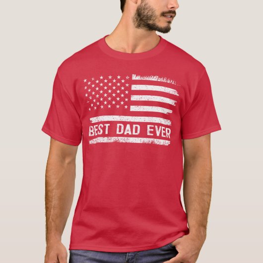 アメリカ国旗と"史上最高のパパ"ギフト 父の日 Tシャツ (正面)