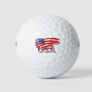 アメリカ国旗とUSAのゴルフボールグラフィックカラー ゴルフボール