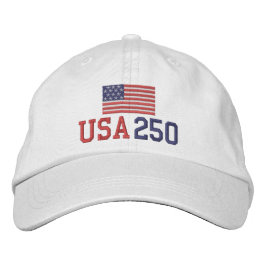 アメリカ国旗とUSA 250 刺繍入りキャップ