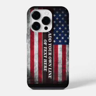 アメリカ国旗にあなたのテキストを追加 iPhone 14 PROケース
