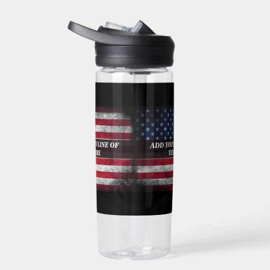 アメリカ国旗にテキストを追加する ウォーターボトル (右面)