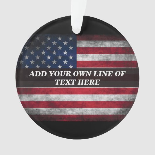 アメリカ国旗にテキストを追加する オーナメント (正面)