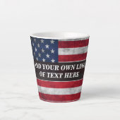 アメリカ国旗にテキストを追加する カフェラテマグ (正面)