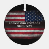 アメリカ国旗にテキストを追加する ガラスオーナメント (裏面)