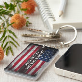 アメリカ国旗にテキストを追加する キーホルダー (正面右)