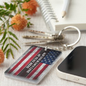 アメリカ国旗にテキストを追加する キーホルダー (正面右)