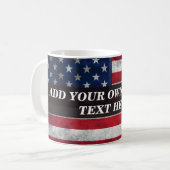 アメリカ国旗にテキストを追加する コーヒーマグカップ (正面左)