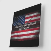 アメリカ国旗にテキストを追加する スクエア壁時計 (傾斜)