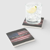 アメリカ国旗にテキストを追加する ストーンコースター (横)