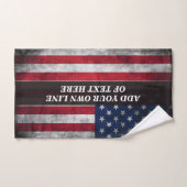 アメリカ国旗にテキストを追加する ハンドタオル (ハンドタオル)