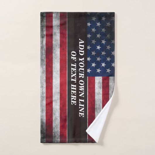 アメリカ国旗にテキストを追加する ハンドタオル (ハンドタオル)