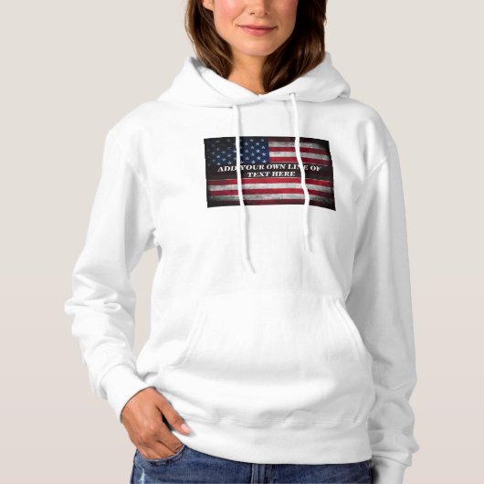 アメリカ国旗にテキストを追加する パーカ (正面)