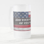 アメリカ国旗にテキストを追加する フロストグラスビールジョッキ (正面左)
