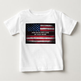 アメリカ国旗にテキストを追加する ベビーTシャツ