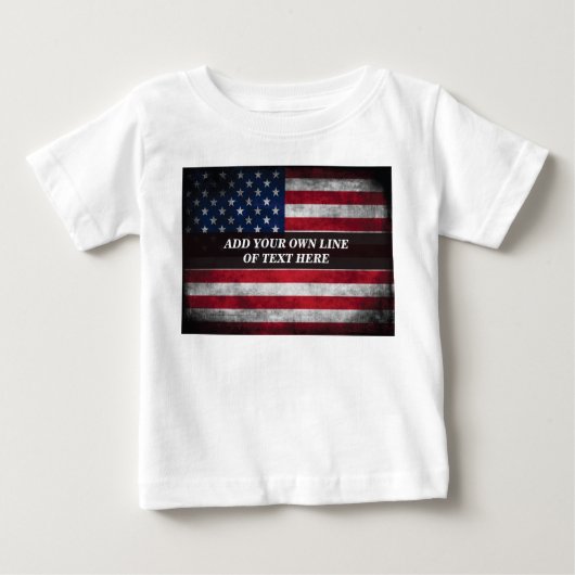 アメリカ国旗にテキストを追加する ベビーTシャツ (正面)