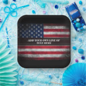 アメリカ国旗にテキストを追加する ペーパープレート (パーティー)