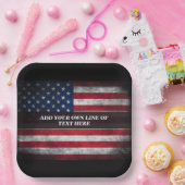 アメリカ国旗にテキストを追加する ペーパープレート (パーティー)