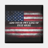 アメリカ国旗にテキストを追加する マグネット (正面)