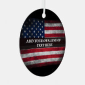 アメリカ国旗にテキストを追加する メタルオーナメント (正面右)