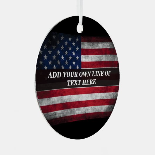 アメリカ国旗にテキストを追加する メタルオーナメント (正面右)