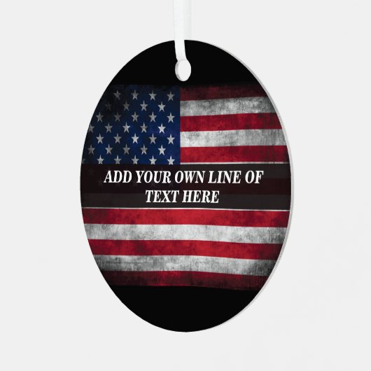 アメリカ国旗にテキストを追加する メタルオーナメント (正面左)