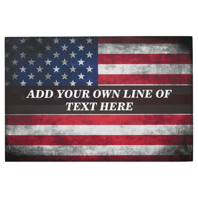 アメリカ国旗にテキストを追加する メタルプリント (正面)