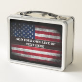 アメリカ国旗にテキストを追加する メタルランチボックス (裏面)