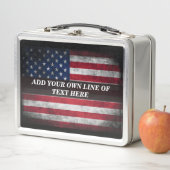 アメリカ国旗にテキストを追加する メタルランチボックス (インサイチュ)