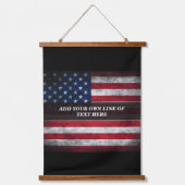 アメリカ国旗にテキストを追加する 吊り下げ型タペストリー (正面)