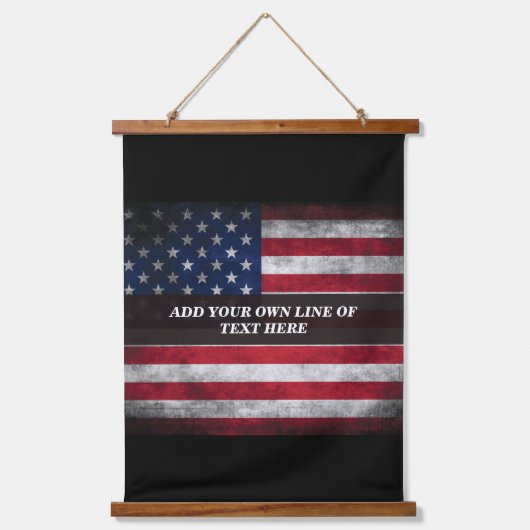 アメリカ国旗にテキストを追加する 吊り下げ型タペストリー (正面)