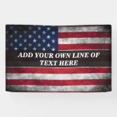 アメリカ国旗にテキストを追加する 横断幕 (横)