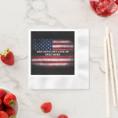アメリカ国旗にテキストを追加する 縁ありカクテルナプキン (インサイチュ)