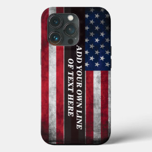 アメリカ国旗にテキストを追加する iPhone 13 PROケース