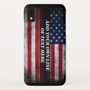 アメリカ国旗にテキストを追加する iPhone XRケース