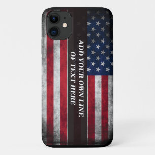 アメリカ国旗にテキストを追加する iPhone 11 ケース